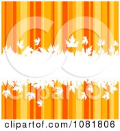 Poster, Art Print Of Orange Autumn Striped Background With White Leaves