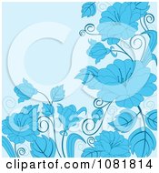 Poster, Art Print Of Blue Floral Background With Large Blossoms