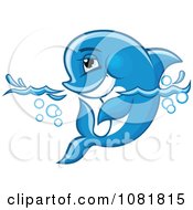 Poster, Art Print Of Cute Blue Dolphin Wading In Water