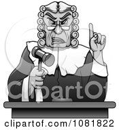 Poster, Art Print Of Grayscale Judge Holding Up A Gavel And Finger