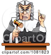 Strict Judge Holding Up A Gavel And Finger