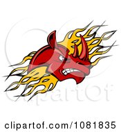 Poster, Art Print Of Red Rhino Head Over Yellow Flames