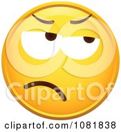 Clipart Yellow Smiley Emoticon Face With A Grumpy Expression Royalty Free Vector Illustration
