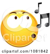 Poster, Art Print Of Yellow Smiley Emoticon Face Whistling