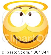 Clipart Yellow Smiley Emoticon Face With A Halo Royalty Free Vector Illustration