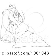 Poster, Art Print Of Romantic Sketched Groom Dipping And Kissing The Bride While Dancing