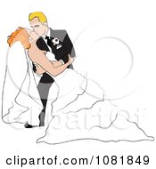 Clipart Romantic Blond Groom Dipping And Kissing The Bride While Dancing Royalty Free Illustration