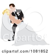 Poster, Art Print Of Romantic Groom Dipping And Kissing The Bride While Dancing