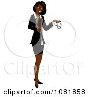 Clipart Black Businesswoman Or Realtor Holding A Folder And Glasses Royalty Free Illustration by Pams Clipart #COLLC1081858-0007
