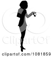 Poster, Art Print Of Silhouetted Businesswoman Or Realtor Holding A Folder And Glasses