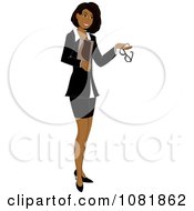 Clipart Hispanic Businesswoman Or Realtor Holding A Folder And Glasses On A White Background Royalty Free Illustration by Pams Clipart