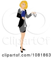 Poster, Art Print Of Blond Businesswoman Or Realtor Holding A Folder And Glasses