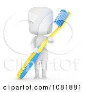Poster, Art Print Of 3d Ivory Man Holding A Tooth Brush