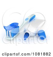 Poster, Art Print Of 3d Tooth Brush With A Tube And Paste