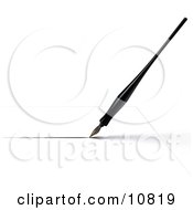 A Black Calligraphy Ink Pen Writing On White Paper Clipart Illustration