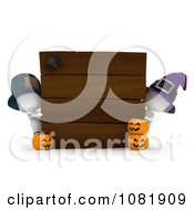 Poster, Art Print Of 3d Ivory People With A Blank Halloween Board