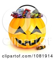 Poster, Art Print Of 3d Candy In A Halloween Jackolantern Basket