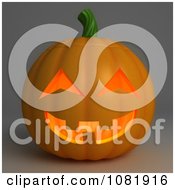 Poster, Art Print Of 3d Halloween Jackolantern On Gray