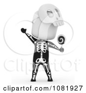 Poster, Art Print Of 3d Ivory Man Trick Or Treating In A Skeleton Costume