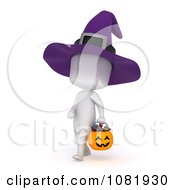 Poster, Art Print Of 3d Ivory Man In A Halloween Witch Costume 1
