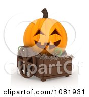 Poster, Art Print Of 3d Halloween Jackolantern In A Cart