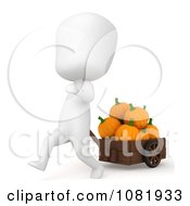Poster, Art Print Of 3d Ivory Man Pulling Pumpkins In A Cart