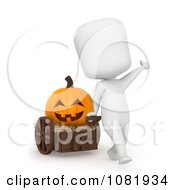 Poster, Art Print Of 3d Ivory Man Pulling A Jackolantern In A Cart