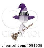 Clipart 3d Ivory Man In A Halloween Witch Costume 3 Royalty Free CGI Illustration