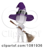 Clipart 3d Ivory Man In A Halloween Witch Costume 2 Royalty Free CGI Illustration