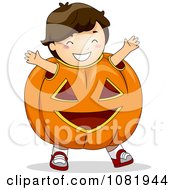 Poster, Art Print Of Halloween Boy In A Jackolantern Costume