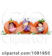 Poster, Art Print Of Halloween Kids Playing In Giant Pumpkins