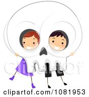 Poster, Art Print Of Halloween Kids Peeking Through Eye Sockets Of A Skull