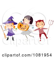 Poster, Art Print Of Witch Angel And Devil Halloween Kids