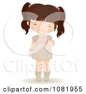 Clipart Brunette Girl Smiling And Waving Royalty Free Vector Illustration