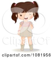 Clipart Brunette Girl Smiling And Winking Royalty Free Vector Illustration