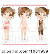 Poster, Art Print Of Three Girls In Different Clothes With Cut Out Guides