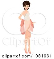 Clipart Beautiful Brunette Woman Dressed In Vintage Fashion Royalty Free Vector Illustration