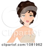 Beautiful Brunette Woman With Gibson Girl Hair And A Corset Top