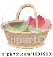Poster, Art Print Of Basket With Pink Tulips
