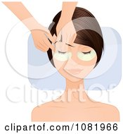Clipart Young Woman With Collagen Eye Pads Getting Eyelash Extensions Royalty Free Vector Illustration