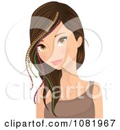 Clipart Young Woman Wearing Colorful Feather Hair Extensions Royalty Free Vector Illustration