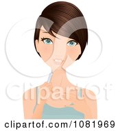 Clipart Young Brunette Woman Holding A Botox Syringe Needle Royalty Free Vector Illustration