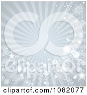 Poster, Art Print Of Gray Winter Ray Background With Snowflakes And Sparkles