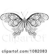 Black And White Decorative Swirl Butterfly
