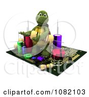 3d Tortoise Working On A Circuit Board