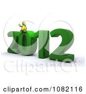 Clipart 3d Tortoise Sitting On New Year 2012 Royalty Free CGI Illustration