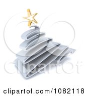 Poster, Art Print Of 3d Scribble Silver Christmas Tree And Gold Star