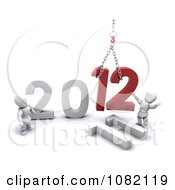 Poster, Art Print Of 3d White Characters Hoisting 12 For New Year 2012