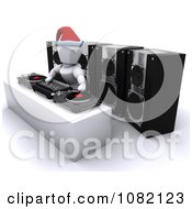 Poster, Art Print Of 3d White Character Dj At A Christmas Party