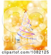 Poster, Art Print Of 3d Spiral Christmas Tree On Orange Sparkles